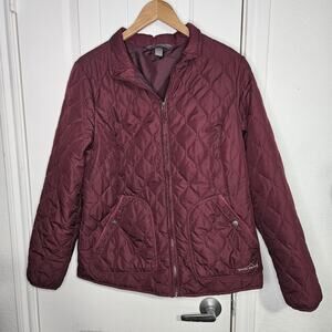 Eddie Bauer Quilted Light Weight Puffer Jacket Women’s Large Burgundy Outdoor